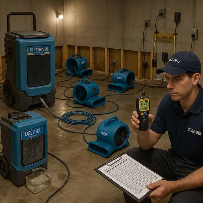 Structural Drying and Dehumidification process in East Newark, NJ